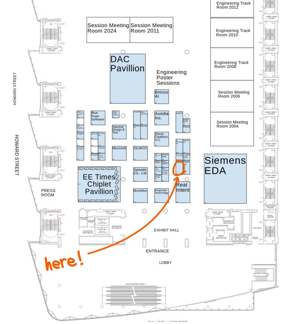 DAC 61 floorplan with Sigasi booth outlined in orange