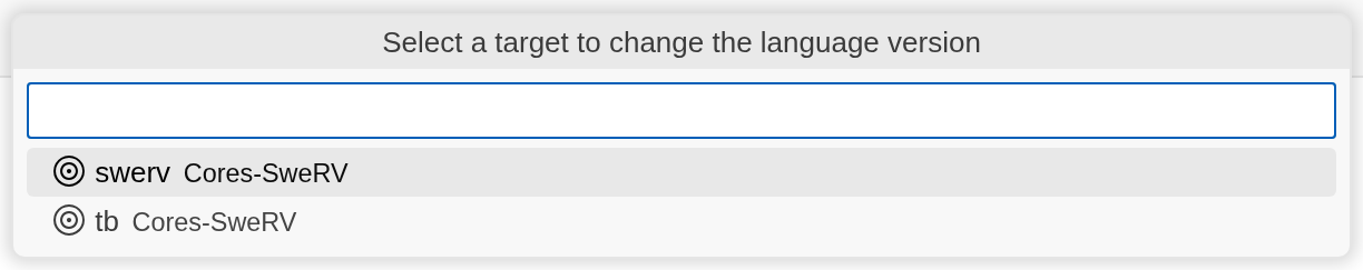 VS Code: Pick Target for Language Version