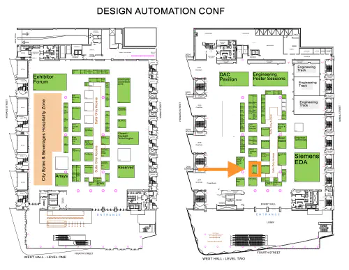 DAC 61 floorplan with Sigasi booth outlined in orange