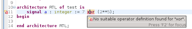 Datatype check for operators