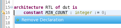 Unused declaration (with QuickFix) Unused declaration (with QuickFix)