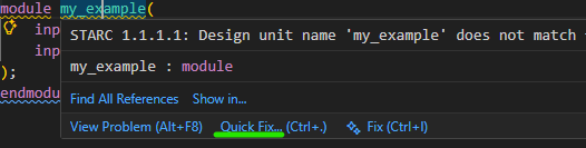 SVH problems view showing STARC rule violations.