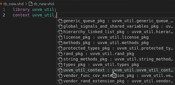SVH context assist: UVVM context.