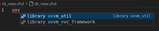 SVH context assist: UVVM library.