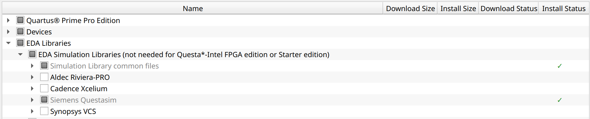 Installing EDA SimluationLibraries in Quartus Prime Pro 25.1