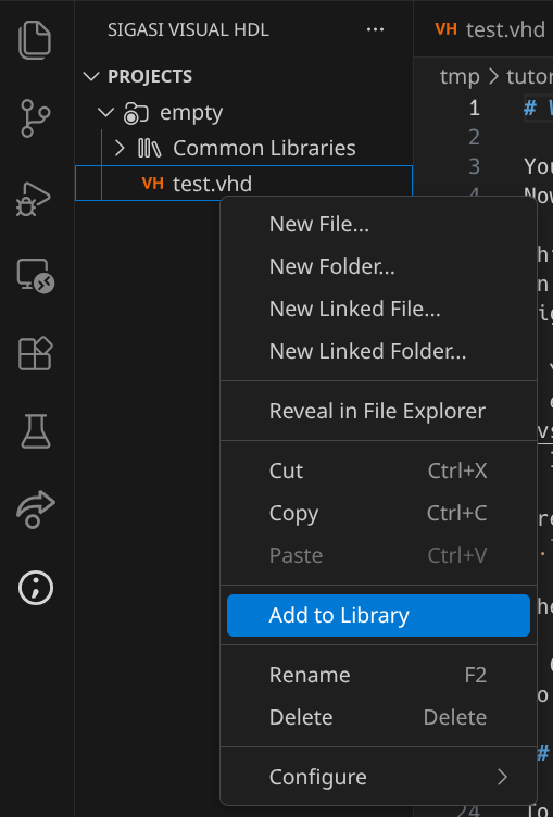 VS Code: Add to library