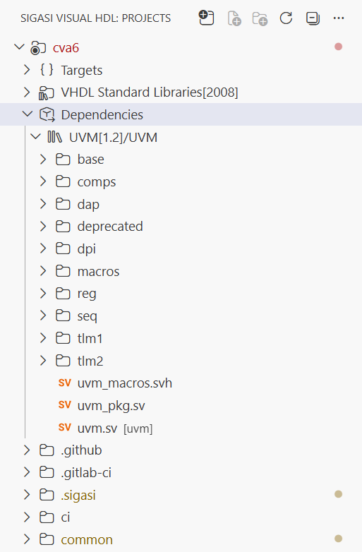 VS Code: Dependencies in the Projects View