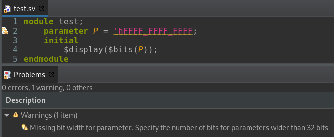 > 32-bit parameter initialization without width specification