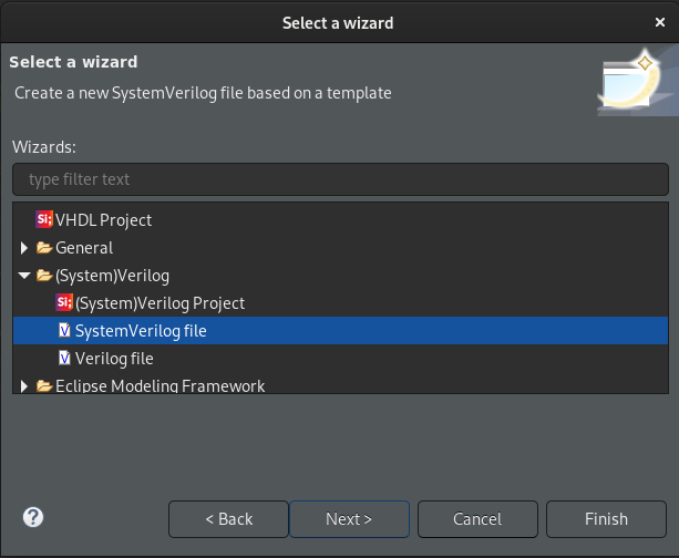 New SystemVerilog file wizard