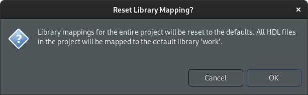 Reset library mapping dialog