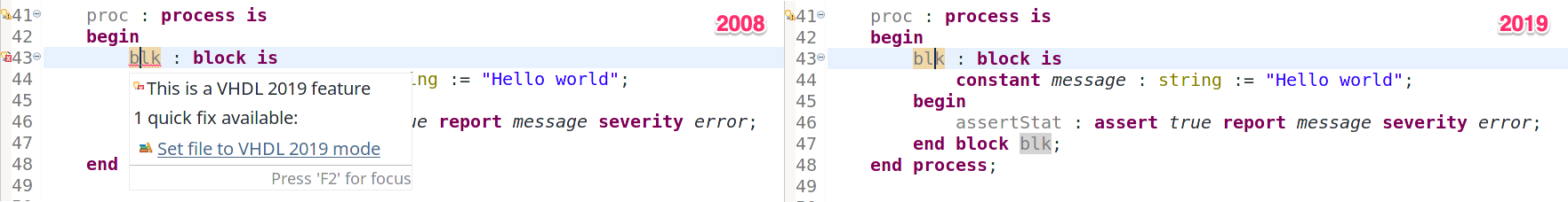 Sequential `block` statements