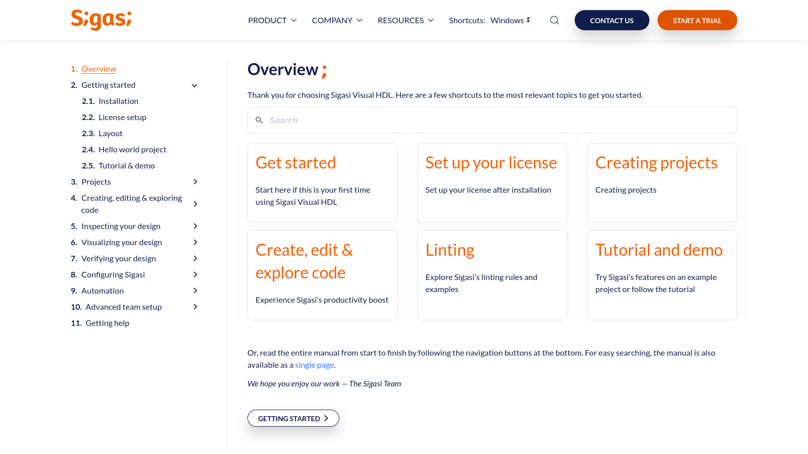 New manual page with overview and clear navigation