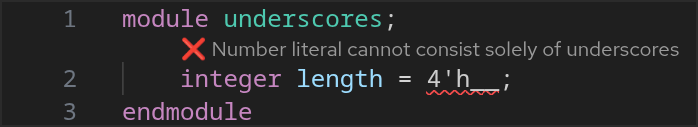 Integers cannot be made up of only underscores