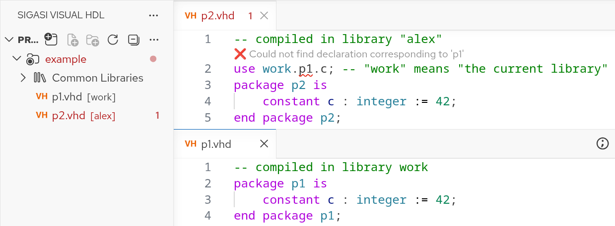WORK is not a VHDL Library
